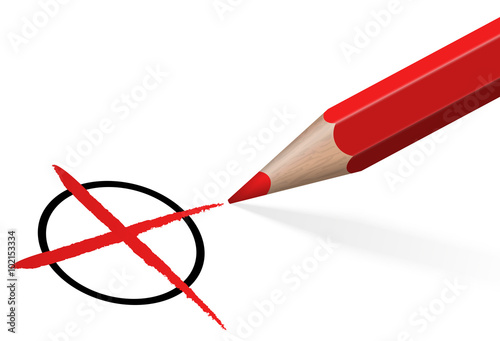 pencil with red cross