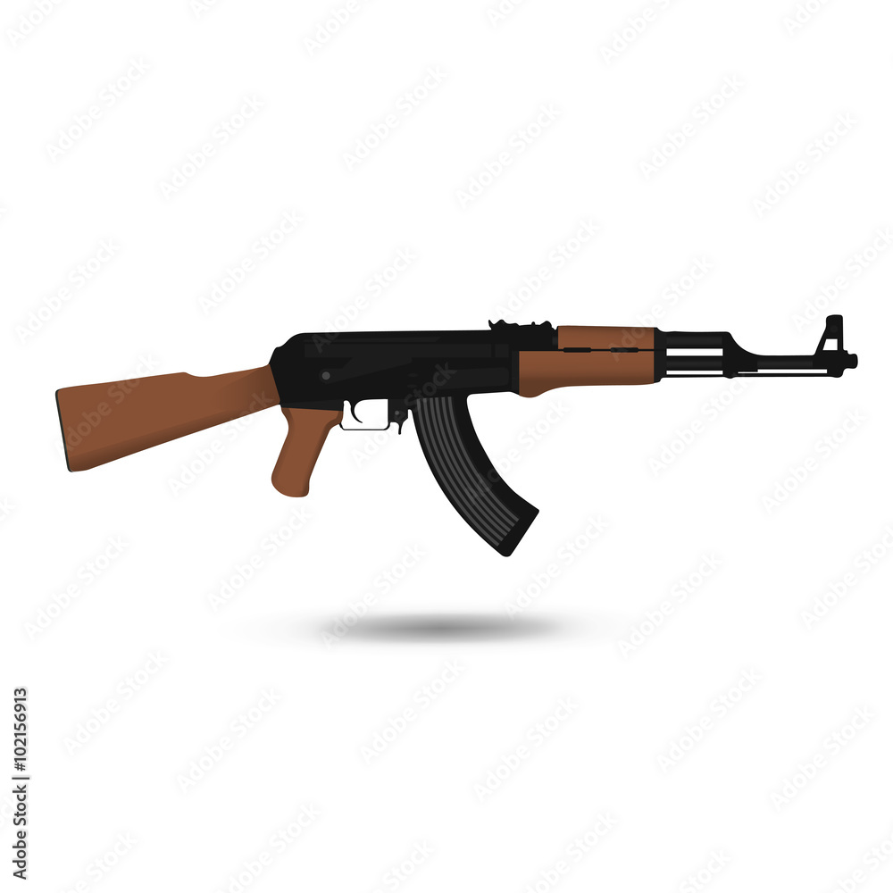 Vector illustration of a Kalashnikov AK-47 assault rifle. Weapo Vector illustration of a Kalashnikov AK-47 assault rifle. Weapo