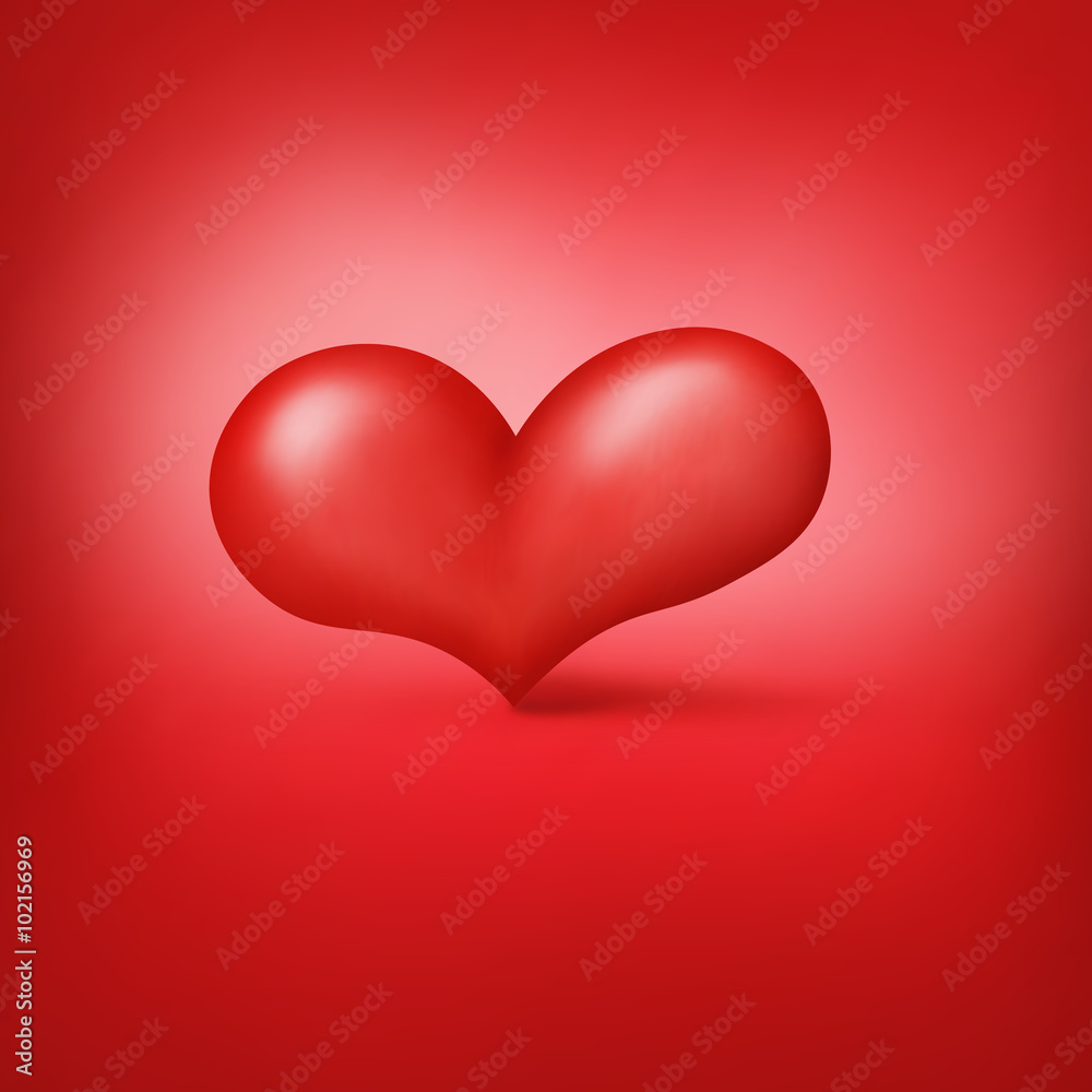 Realistic heart on red background. Valentines day greeting card template Realistic heart on red background. Valentines day greeting card template