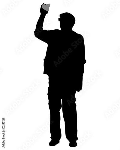 Photographer silhouette on the white background