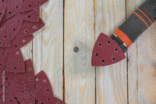 Triangle Sand Papers on Wooden Boards with Wood Sander