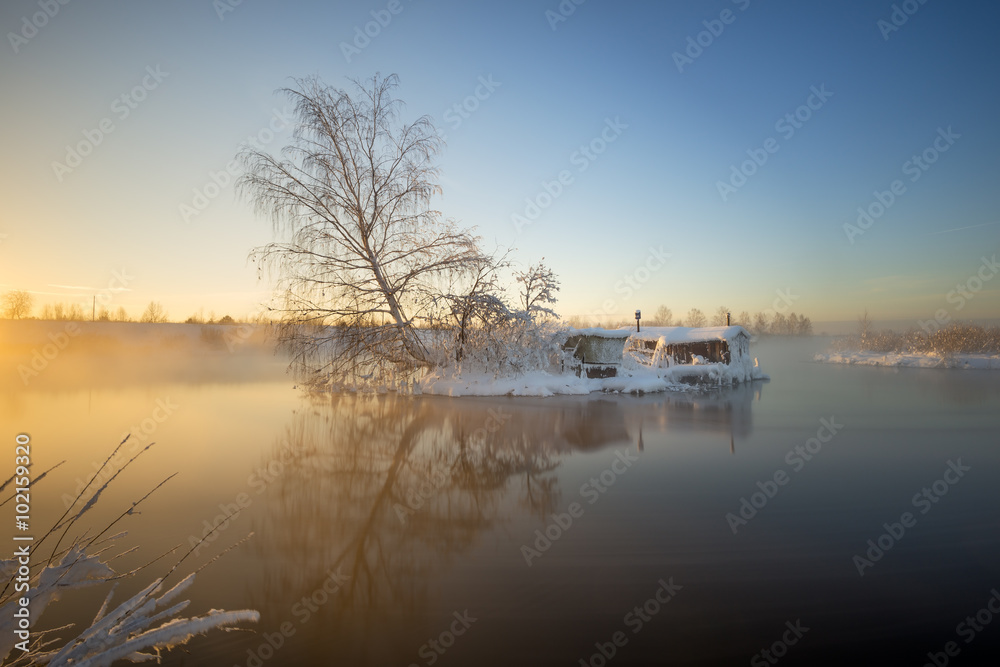 Fisherman's hut in the winter Fisherman's hut in the winter