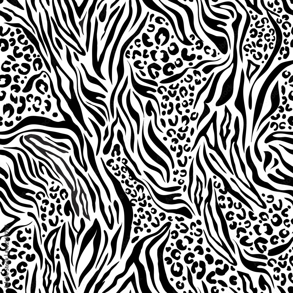 Fototapeta premium czarno-biała zebra - leo mix ~ bezszwowe tło