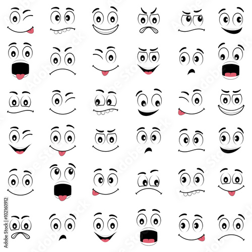 Cartoon faces with different emotions