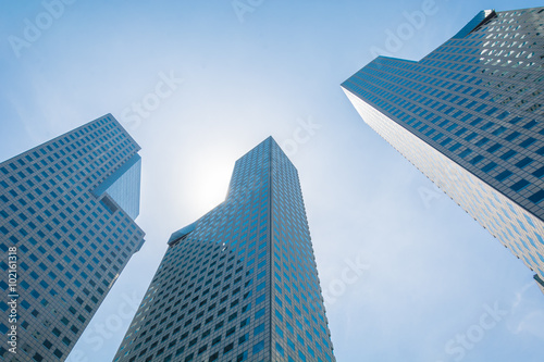 Skyscraper building at singapore - bright light processing style