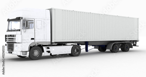Truck with semi-trailer isolated on white background