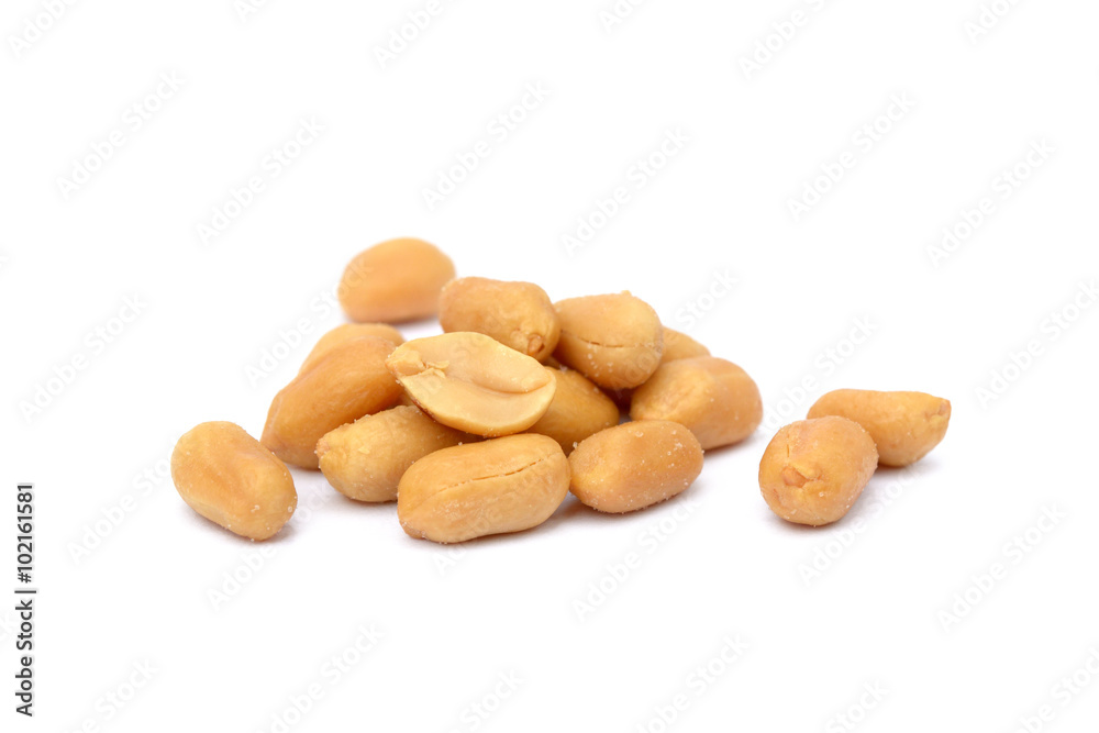 Roasted salted peanuts isolated on a white background Roasted salted peanuts isolated on a white background