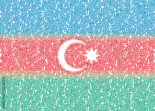 Typography flag of Azerbaijan with text of national anthem