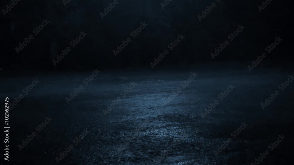 night rain with the wind on the road 