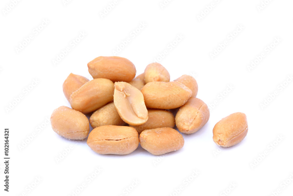 Roasted salted peanuts isolated on a white background Roasted salted peanuts isolated on a white background