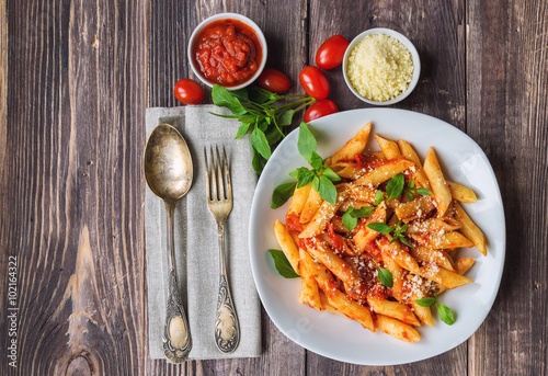 Penne pasta in tomato sauce