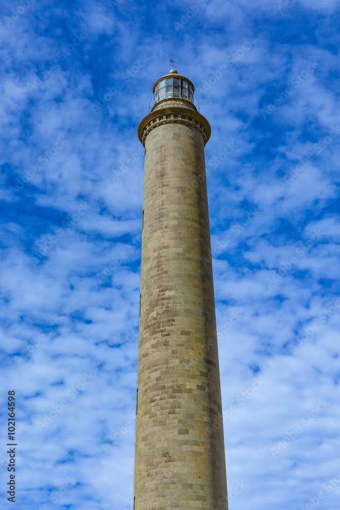 Lighthouse in Maspalomas (Faro de Maspalomas) on Grand Canary (Gran Canaria), the biggest lighthouse in the Canary Islands, Spain