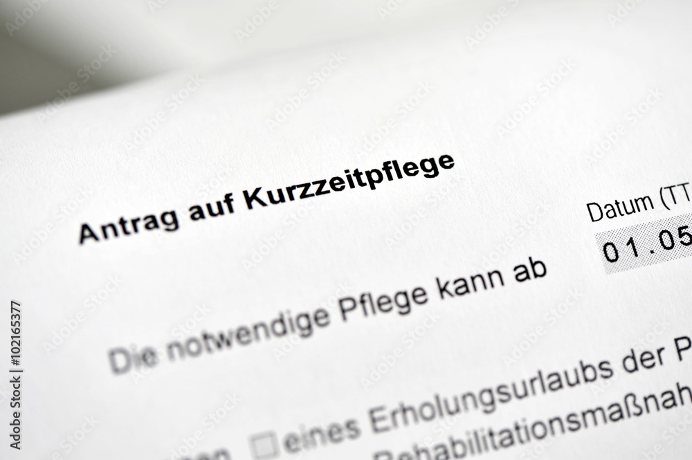 Kurzzeitpflege, Antrag, Formular, Pflegeversicherung, Pflegestufe, Rehabilitation, Pflege, Altenpflege, Pflegekosten, Alter