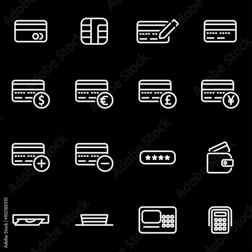 Vector line credit card icon set. Credit Card Icon Object, Credit Card Icon Picture, Credit Card Icon Image - stock vector