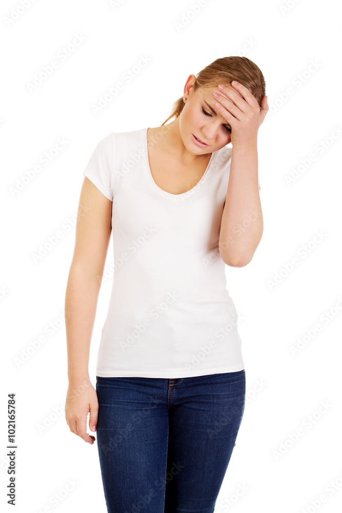 Young beautiful woman with headache Young beautiful woman with headache