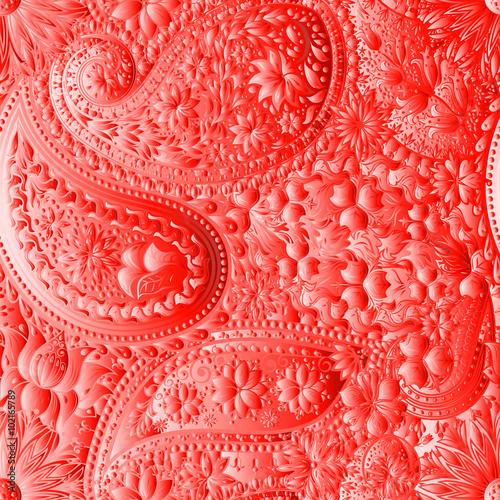 Vintage floral motif ethnic paisley seamless background. Abstract lace pattern. Ability to edit the colors, without losing seamlessly. Hand drawing colorful wallpaper. EPS-8 vector texture.

