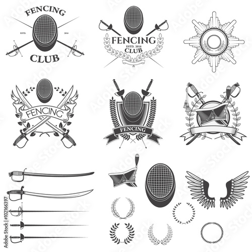 Set of fencing club labels