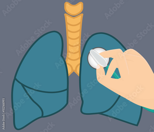 Lungs auscultation vector illustration.