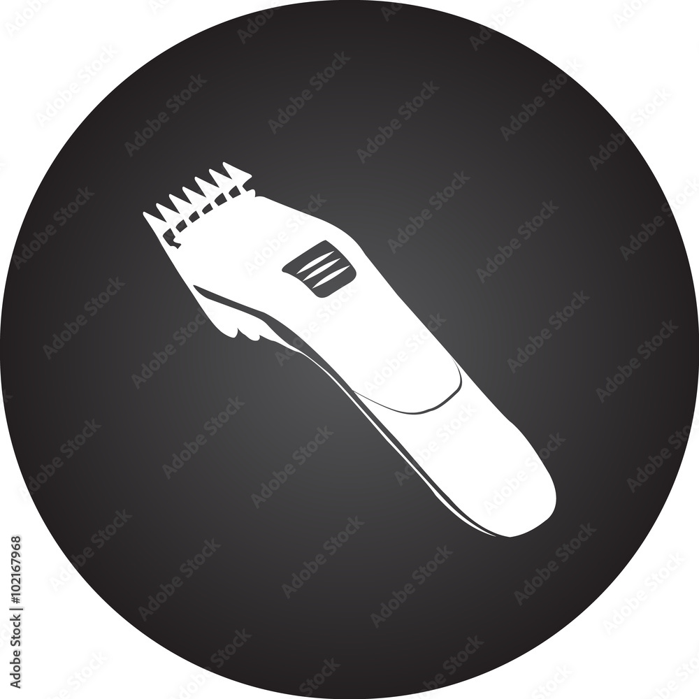 Hair clipper simple icon on colorful round background Hair clipper simple icon on colorful round background