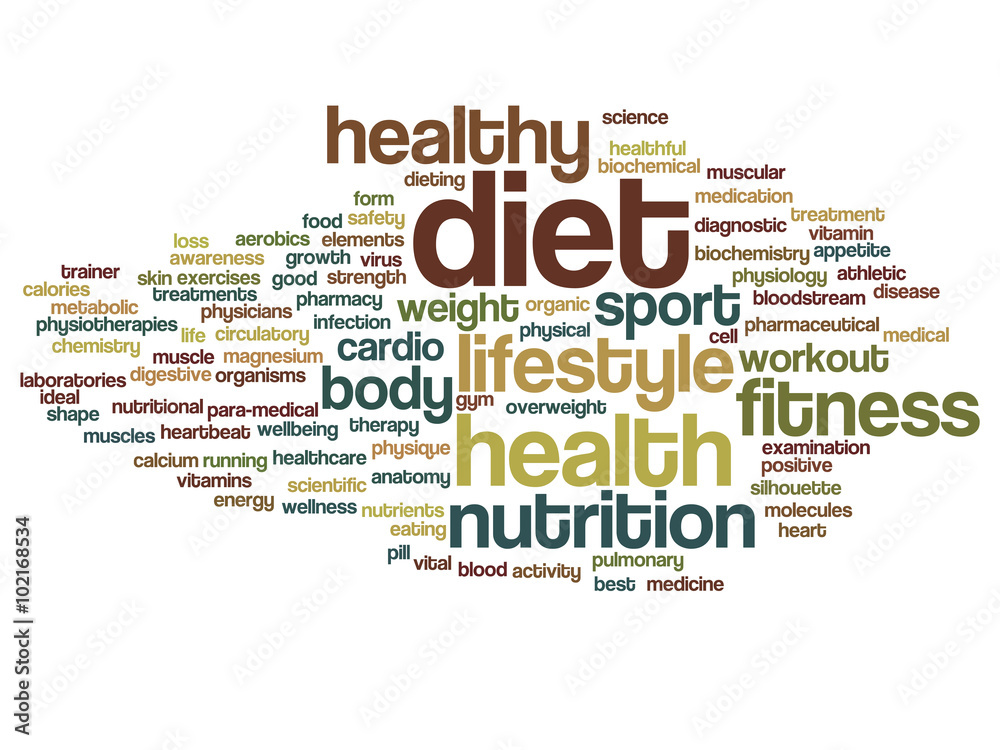 Conceptual health word cloud isolated