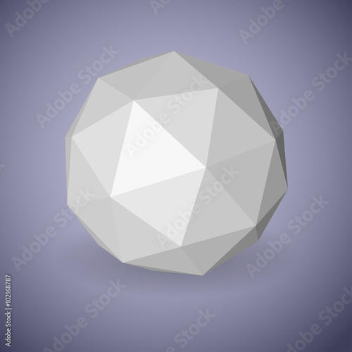 White low polygonal sphere of triangular faces