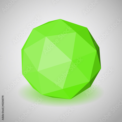 Green low polygonal sphere of triangular faces