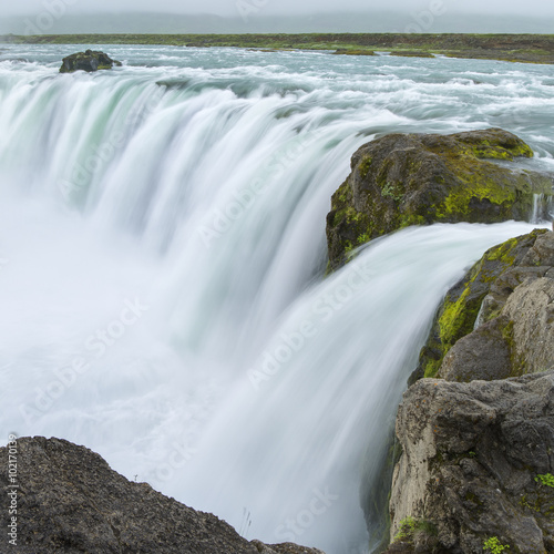 waterfall close-up in Iceland in square frame