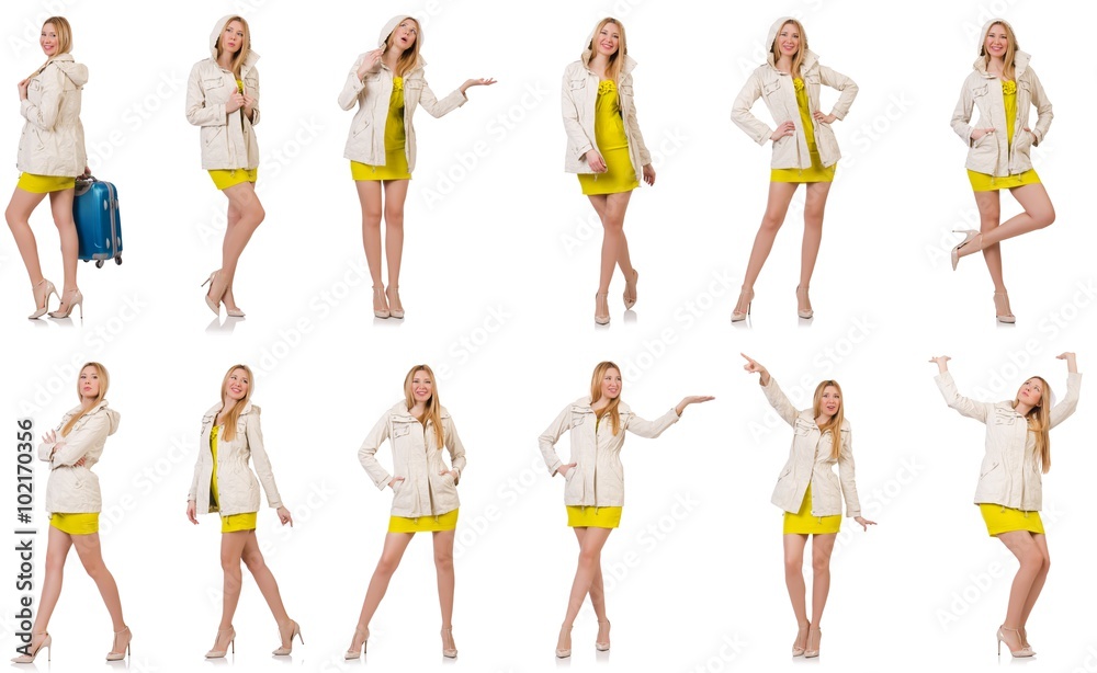 Woman in various poses isolated on white Woman in various poses isolated on white