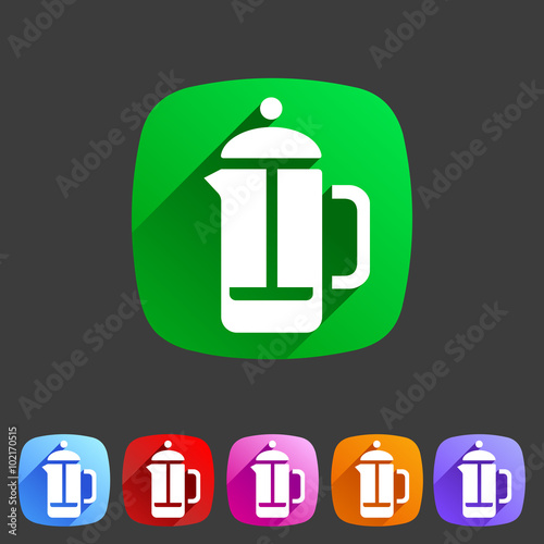french press coffee icon flat web sign symbol logo label