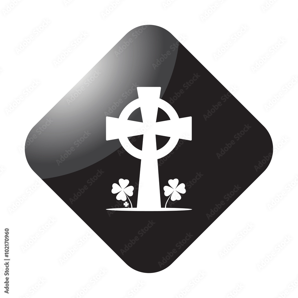 Celtic cross with clover simple icon on colorful background Celtic cross with clover simple icon on colorful background