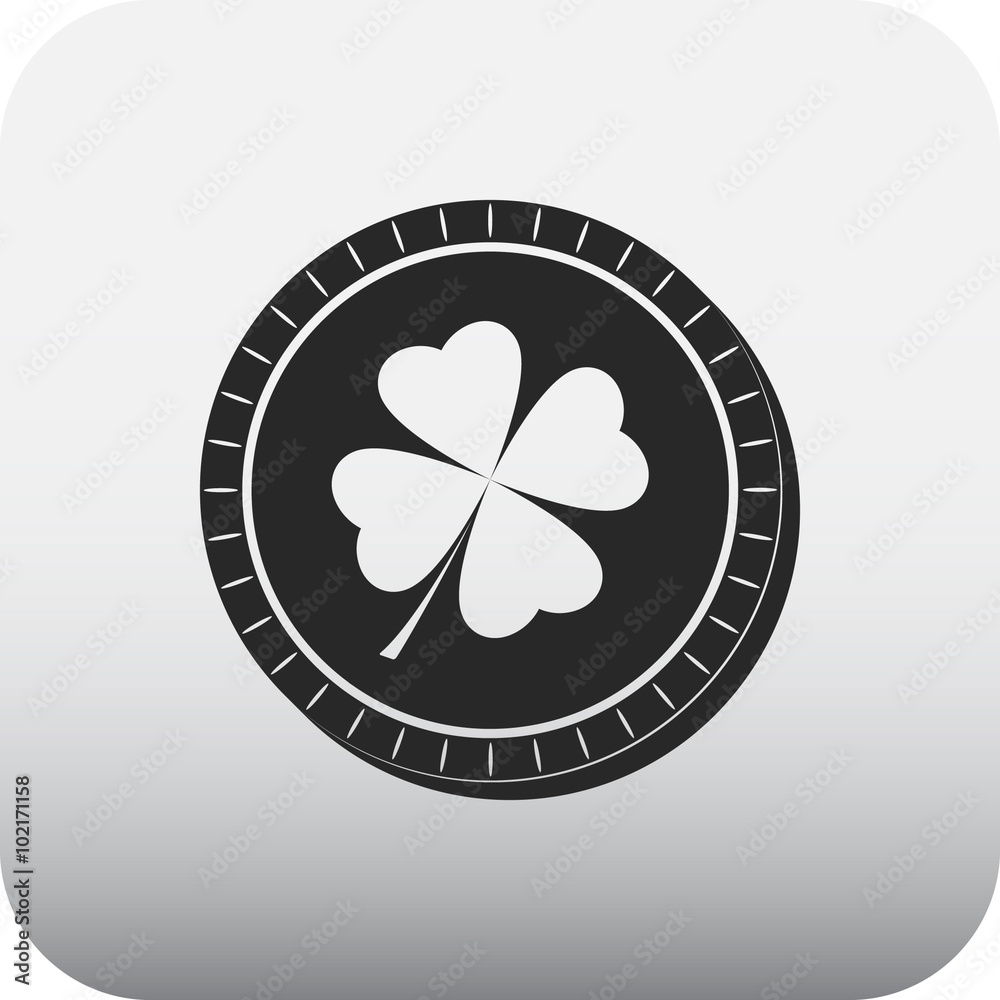 Lucky chip with leaf symbol icon on colorful background Lucky chip with leaf symbol icon on colorful background