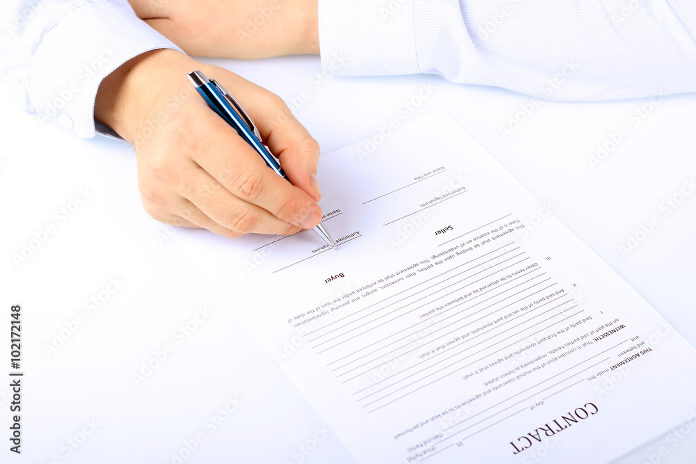 Businessman is signing a contract, business contract details Businessman is signing a contract, business contract details