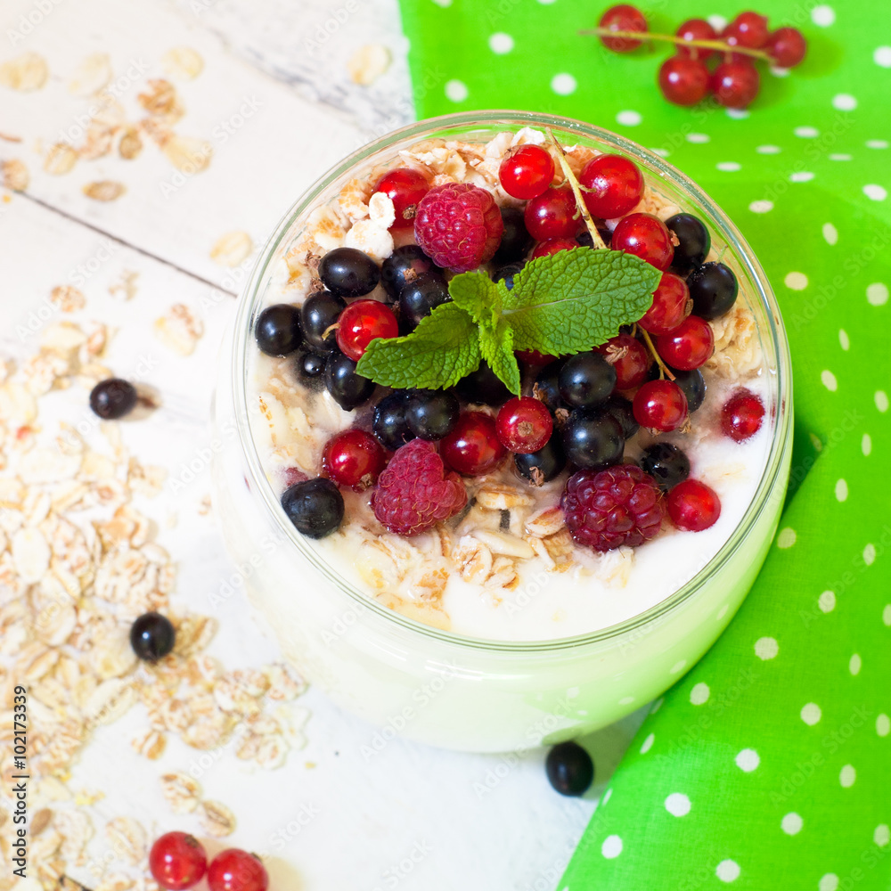 yogurt with berries and oat flakes yogurt with berries and oat flakes