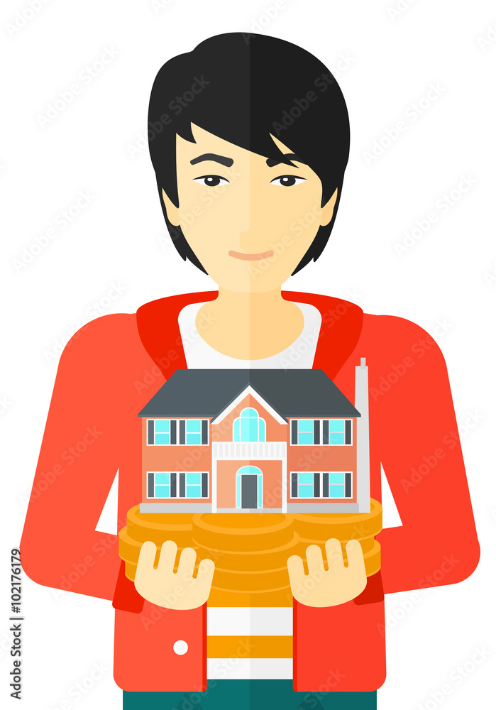Man holding house model. Man holding house model.