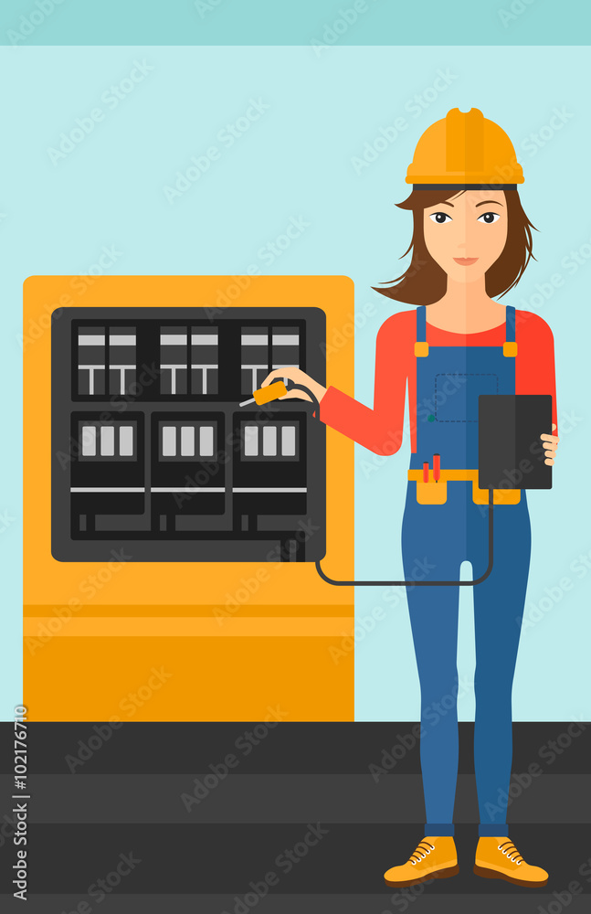 Electrician with electrical equipment. Electrician with electrical equipment.