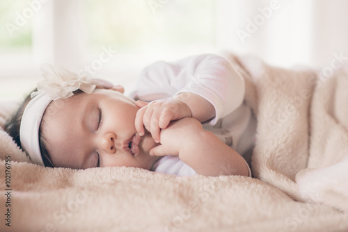 Close-up portrait beautiful sleeping baby