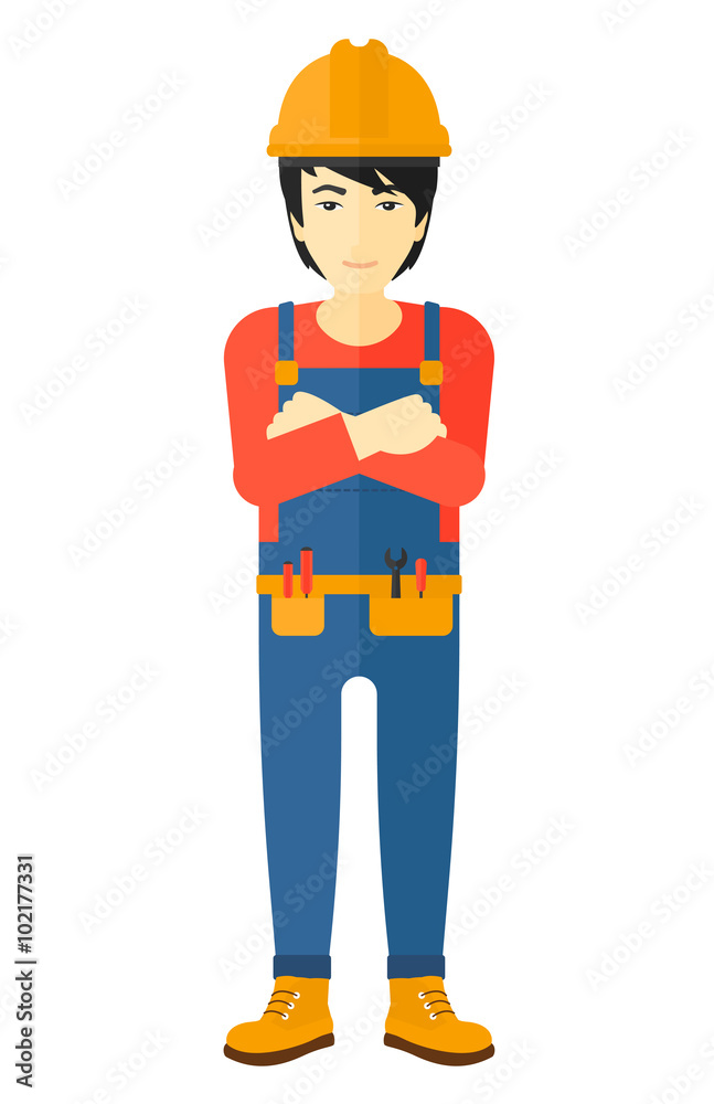 Friendly builder with arms crossed. Friendly builder with arms crossed.