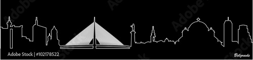 City shape - Illustration, 
Belgrade,
Vector city skyline silhouette illustration, 
Town in black background,  
City of Belgrade, Serbia