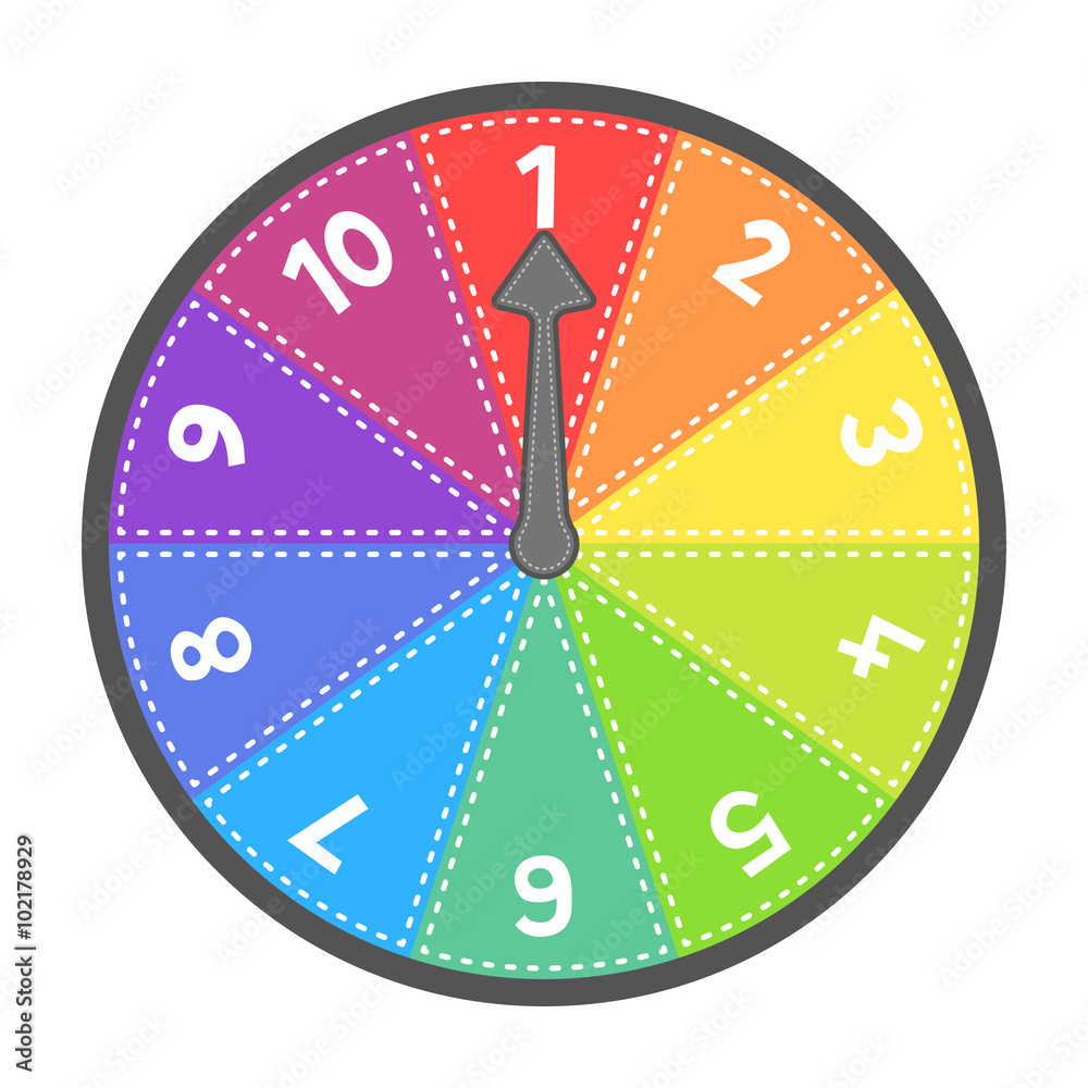 Vector Spin Wheel Game With Numbers 1-10 vector de Stock | Adobe Stock