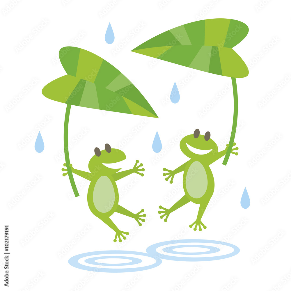 Obraz premium 2 Frogs in the rain