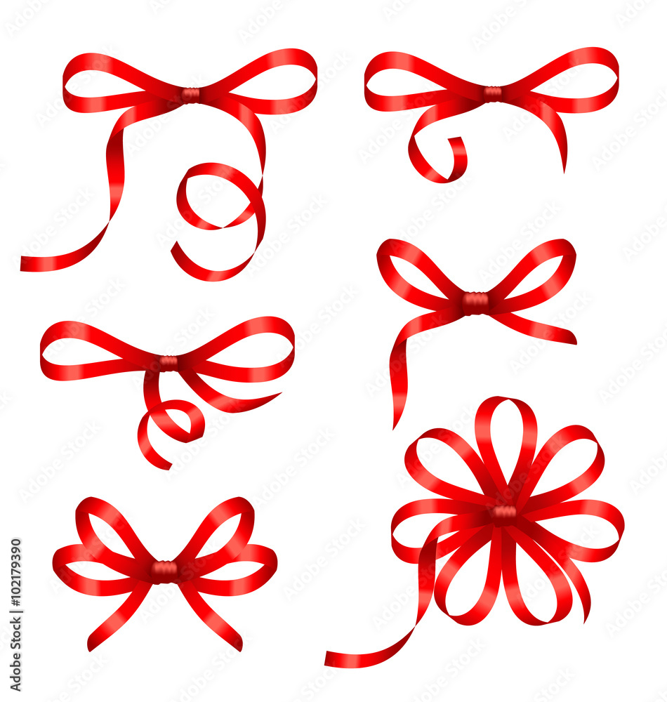 Obraz premium Collection Red Gift Bows Isolated