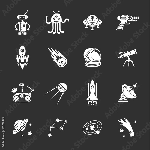 sixteen stylish space icons 