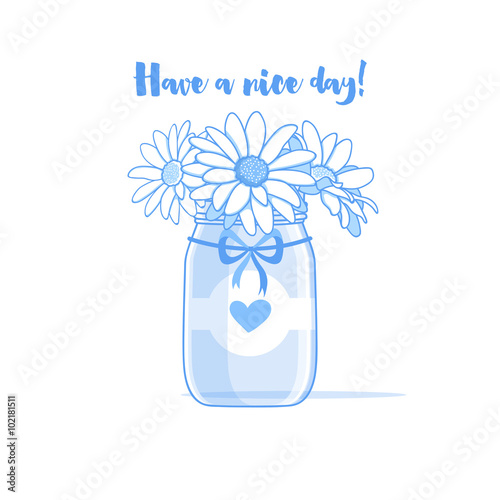 Blue flowers in jar