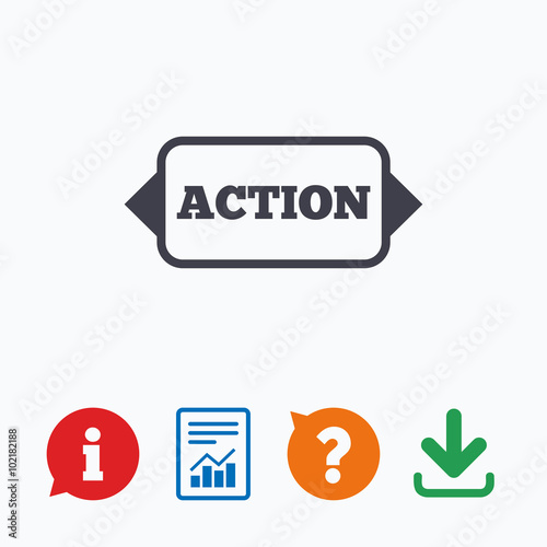 Action sign icon. Motivation button with arrow.