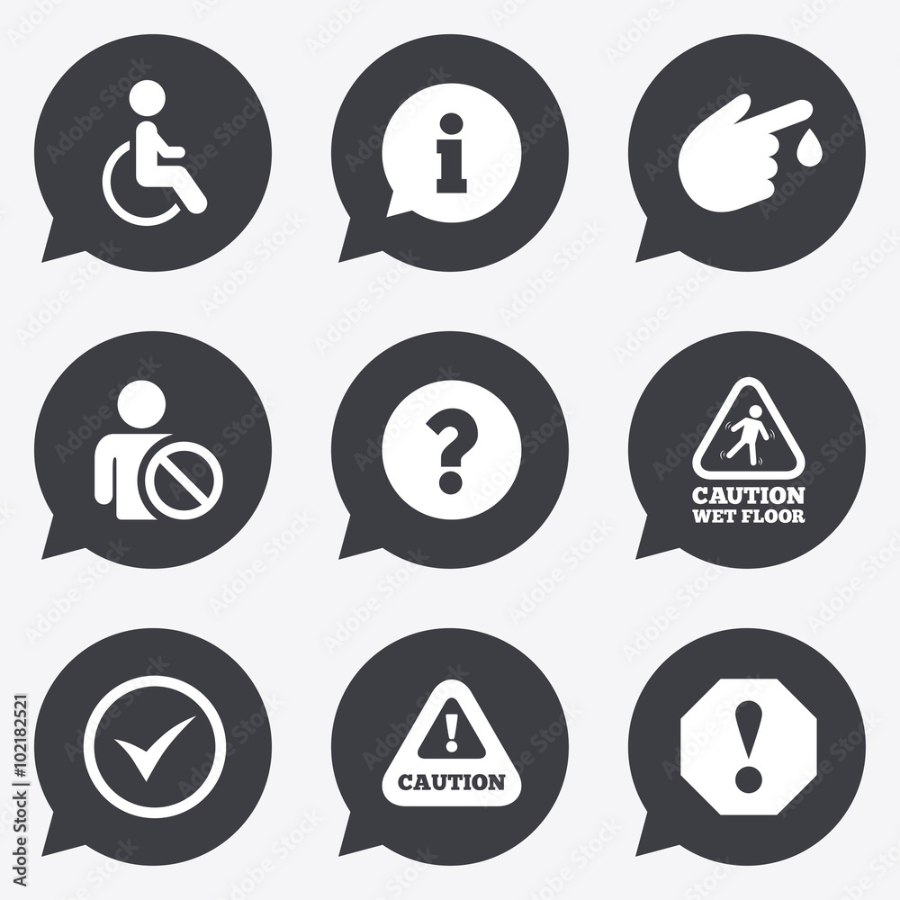 Attention notification icons. Information signs. Attention notification icons. Information signs.