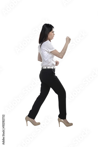 Asian business woman doing fight stance