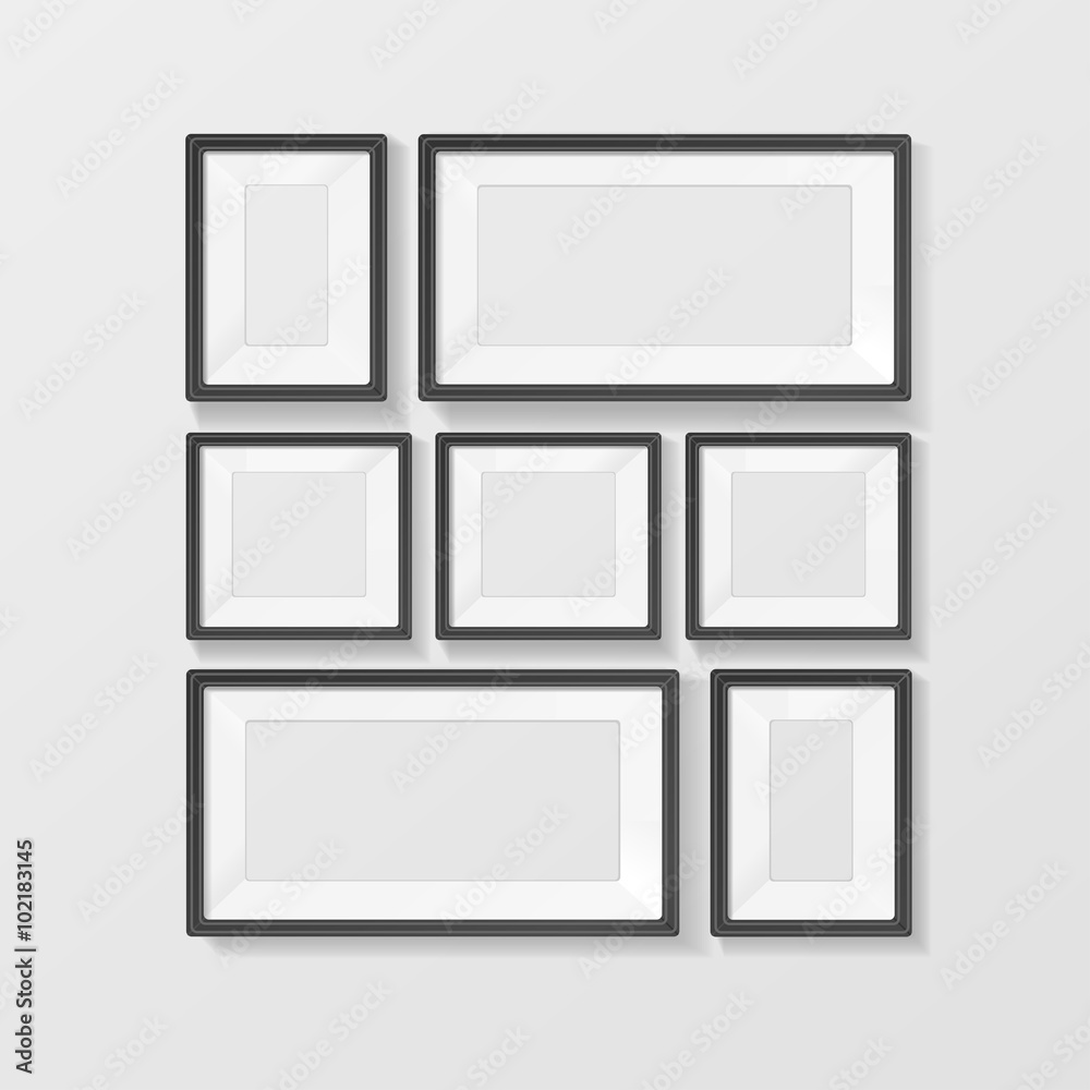 Realistic Black Picture Frames Set. Vector Realistic Black Picture Frames Set. Vector