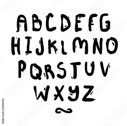 Hand drawn alphabet. Letters set. 