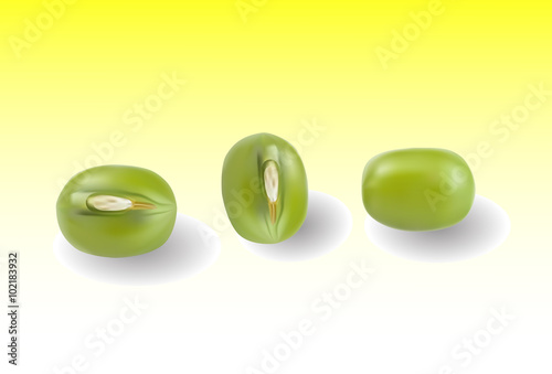 Mung beans isolated on white background
