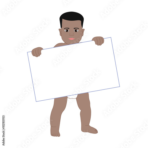 Baby boy holding a blank sheet of paper
